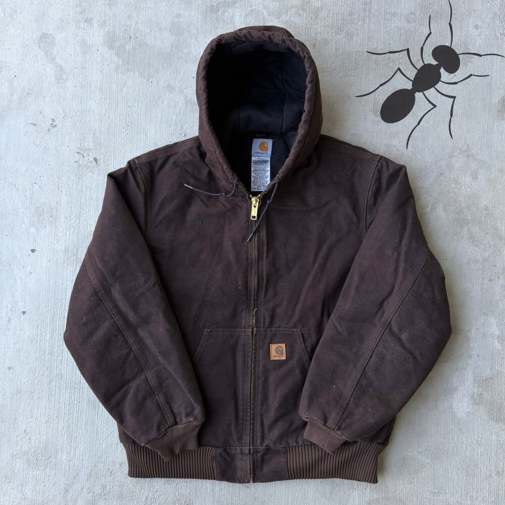 Carhartt J130 DKB brown hooded work wear jacket